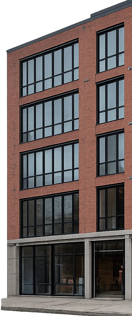 Modern Bronx building facade under construction